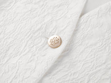 Mulberry Silk V-Neck Jacquard Jacket | White