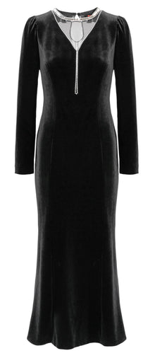 Elegant Fitted Velvet Evening Gown | Black