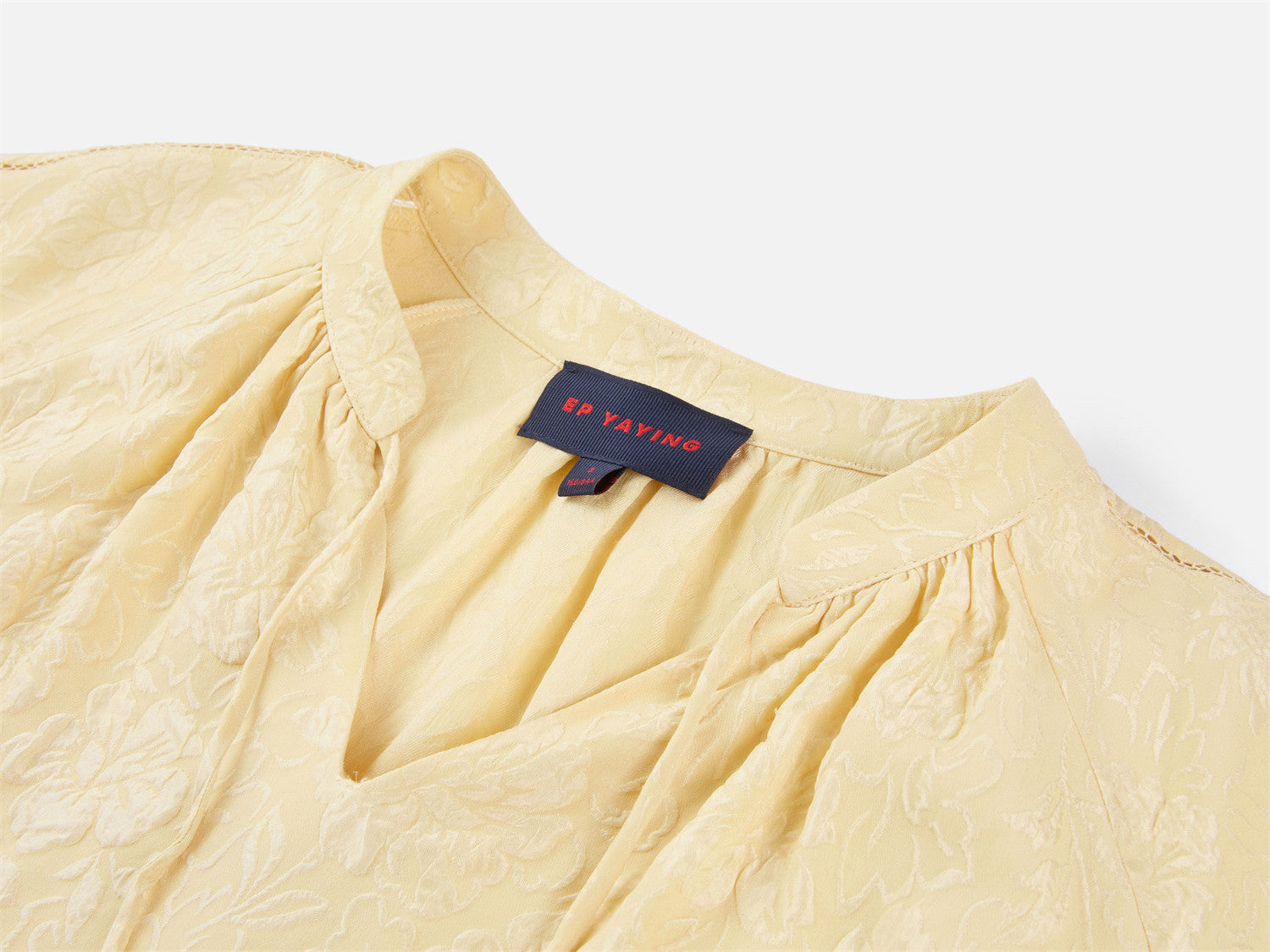 Silk Jacquard Pullover Shirt | Yellow