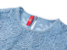 Water-soluble Lace Short-sleeve Top | Blue