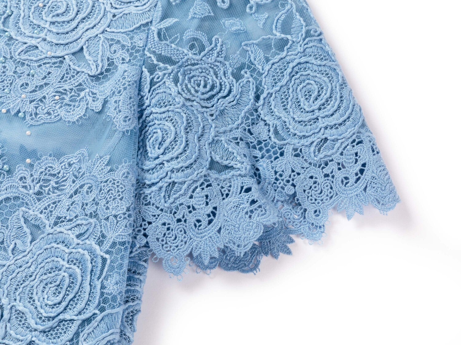 Water-soluble Lace Short-sleeve Top | Blue