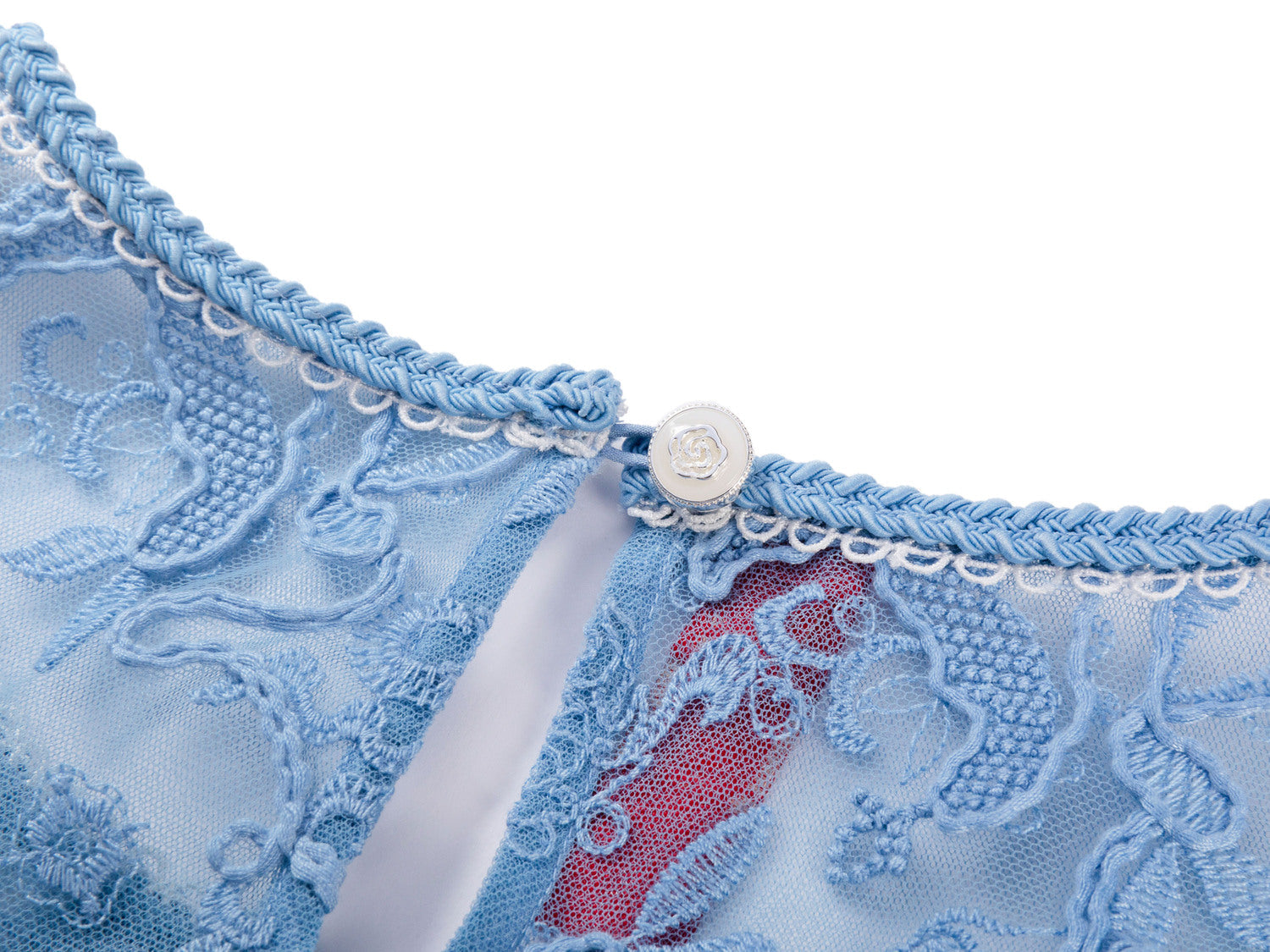 Water-soluble Lace Short-sleeve Top | Blue