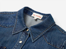Rhinestone Embellished Denim Shirt | Navy