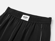 Satin Contrast Wide Leg Pants | Black