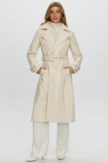 Leather Belted Trenchcoat | Women | Ivory