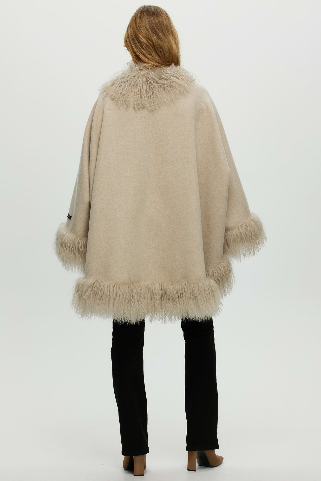 Loro Piana Cashmere & Wool Cape With Select Lamb Trim | Women | Sand x Beige