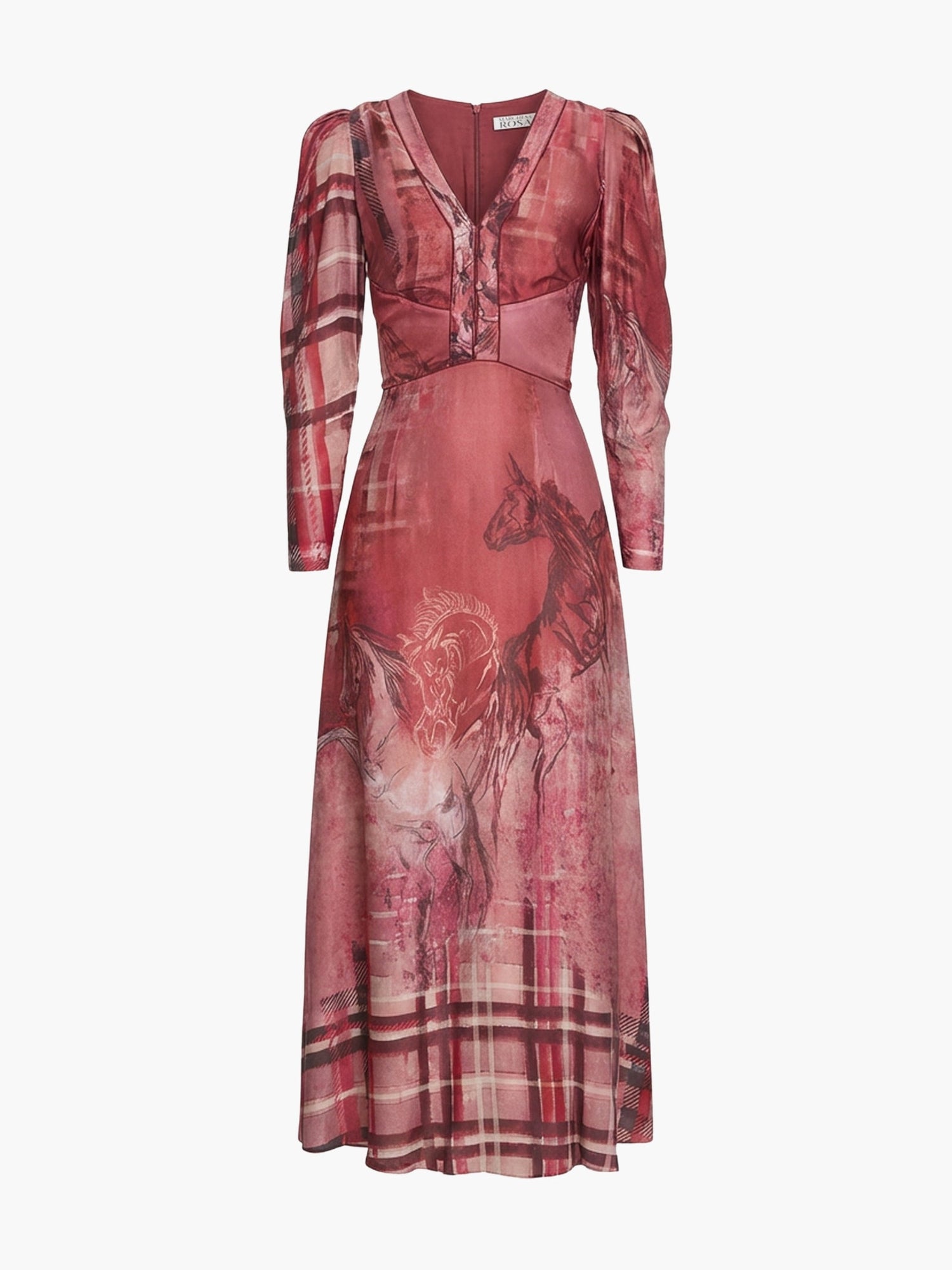 Wild Heart Tartan Printed Midi Dress | Red Multi