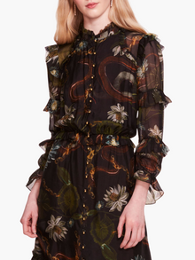 Silk Lily Midi Dress | Black Multi