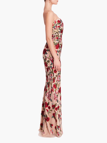 Roses Tulle Gown | Red/Nude