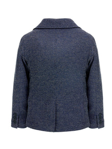 Boys | Knitted Jacket With Pocket Square | Blue/Cream