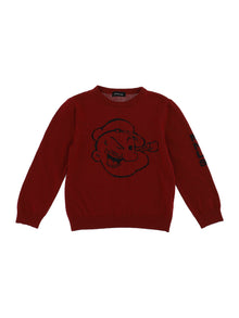 Boys | Cashmere Blend Sweater With Inlay Character | Ruby