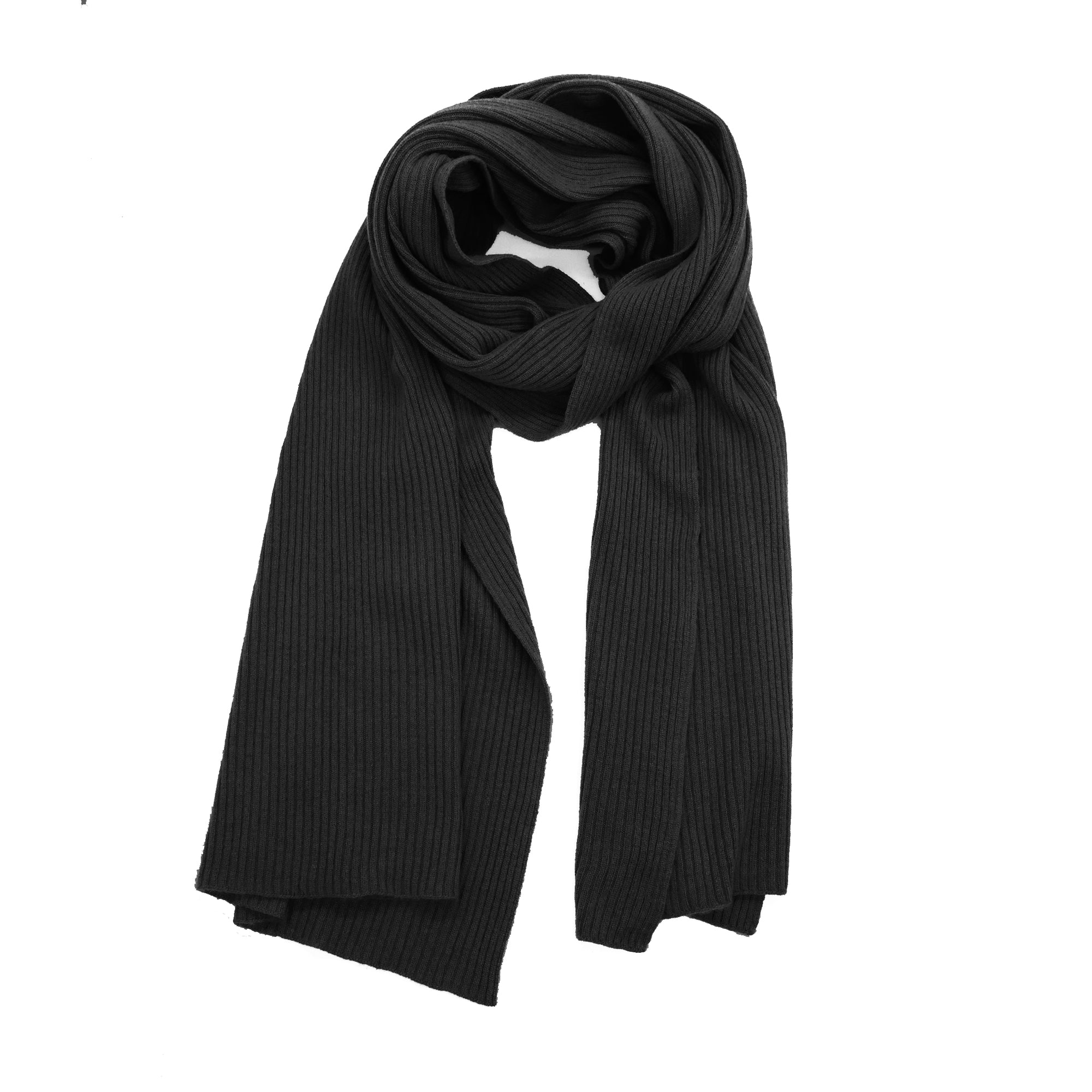 Unisex | Cashmere Ribbed Wrap | Black