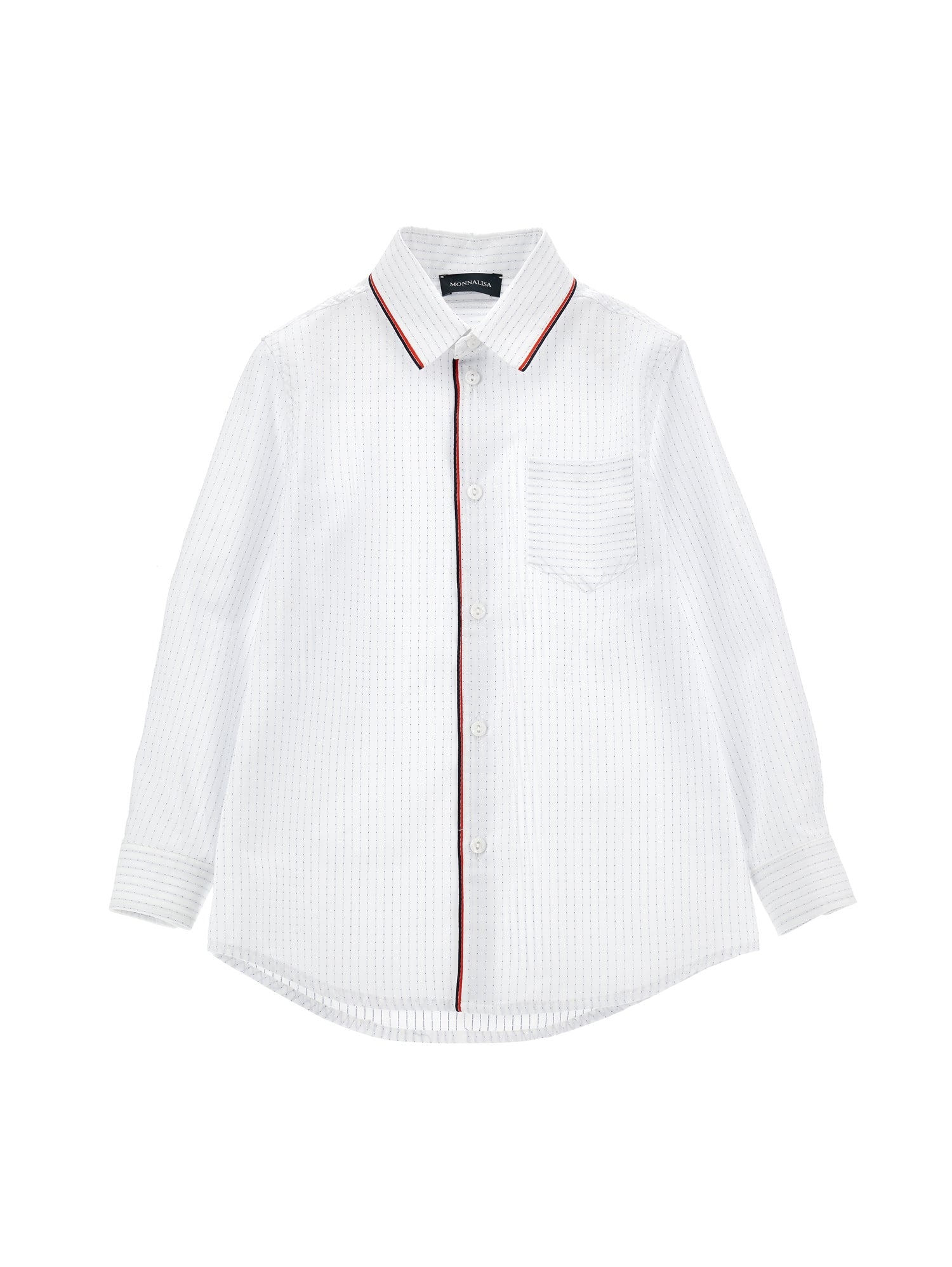 Boys | Micro Polka Dot Stripe Shirt | Cream/Blue
