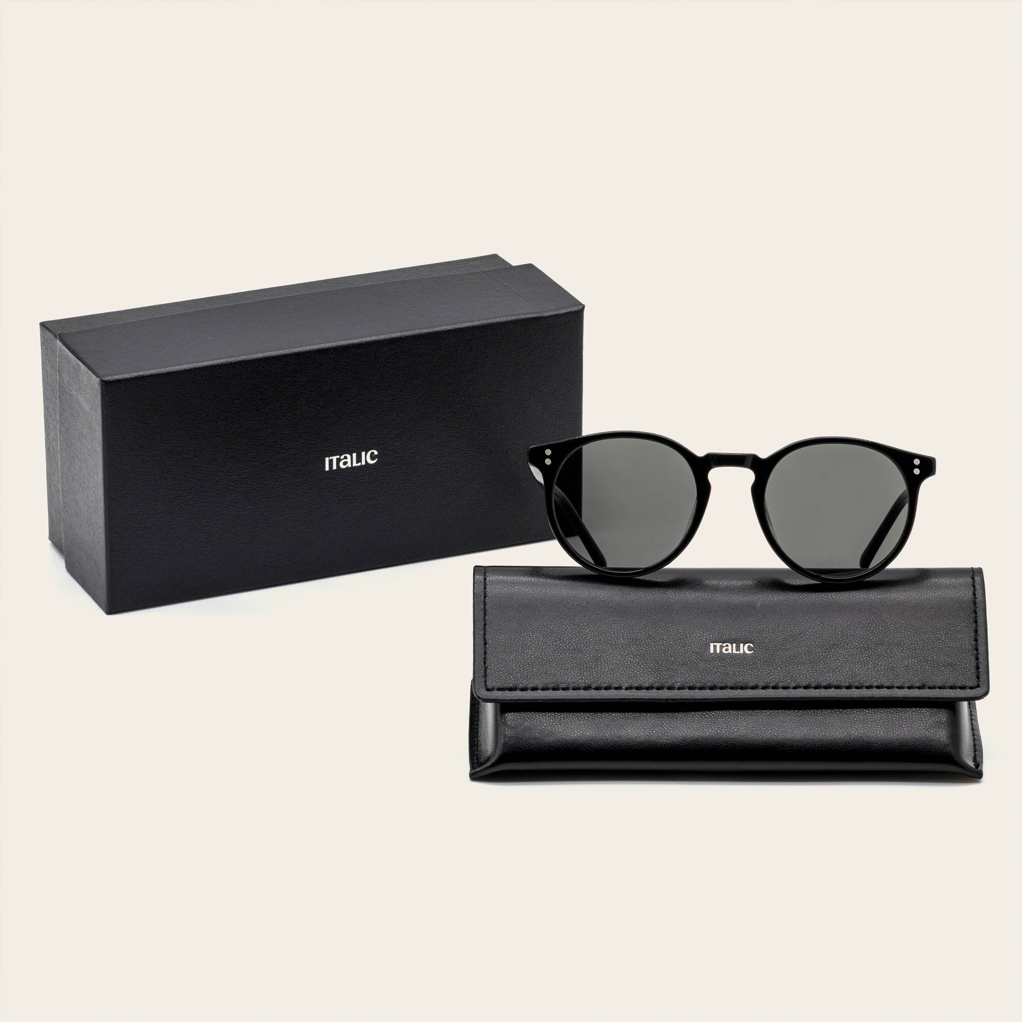 Unisex | Hancock Italian Round Acetate Sunglasses | Black