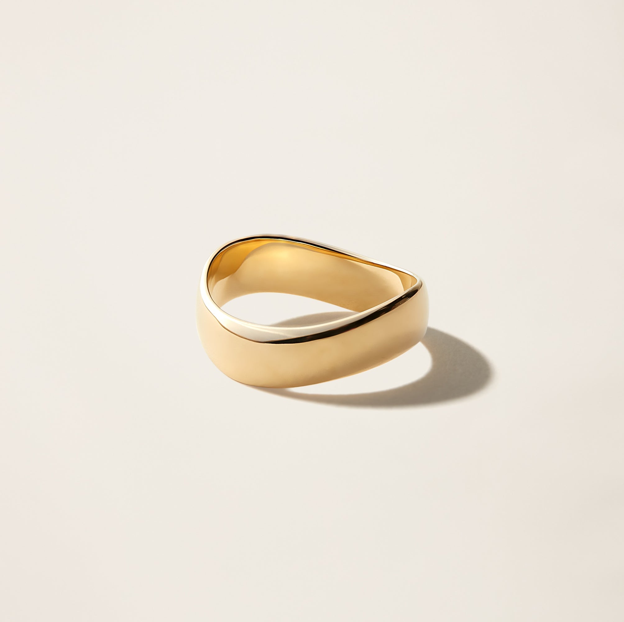 Womens | Curved Ring | 14K Solid Yellow Gold