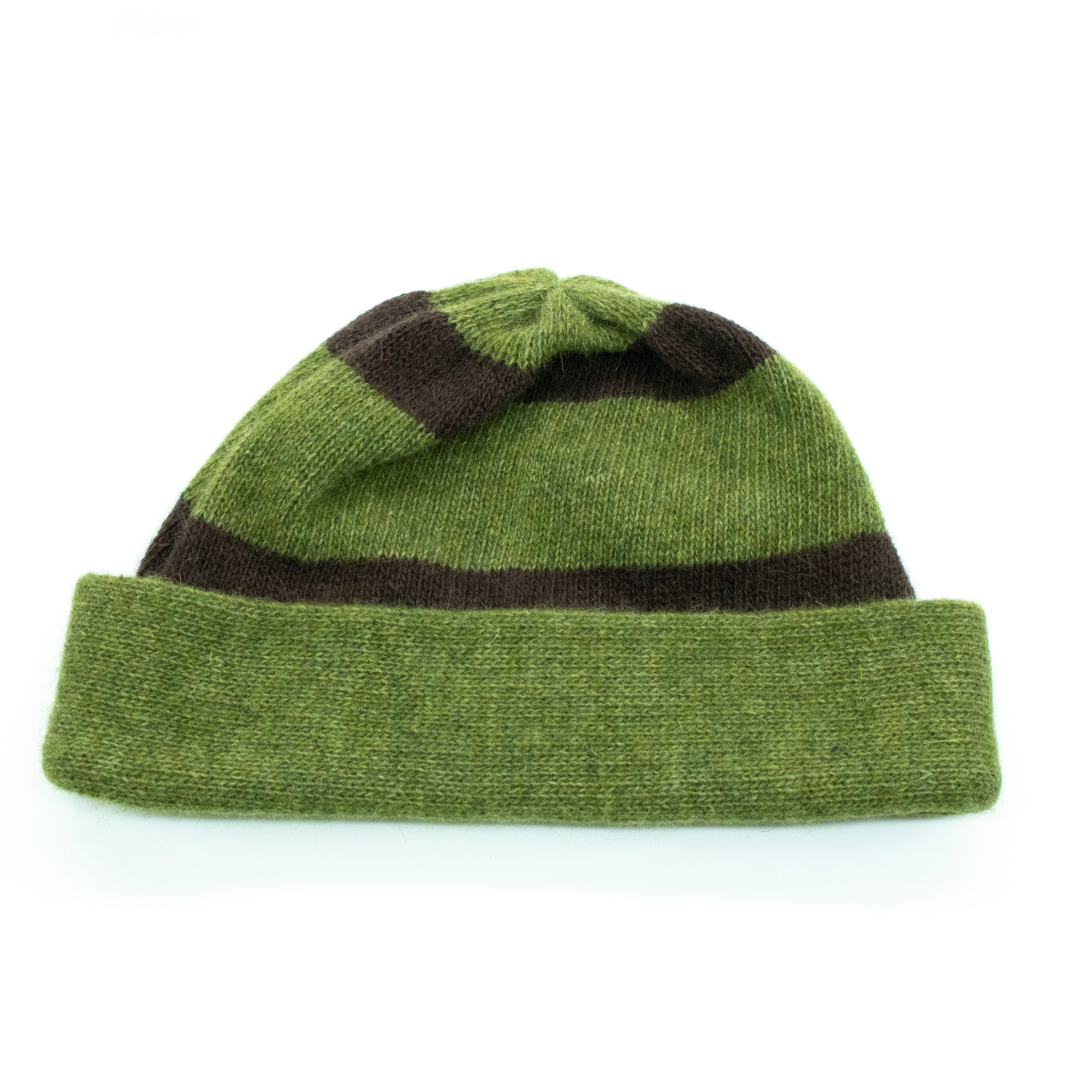 Womens | Striped Beanie | Fern/Dark Brown