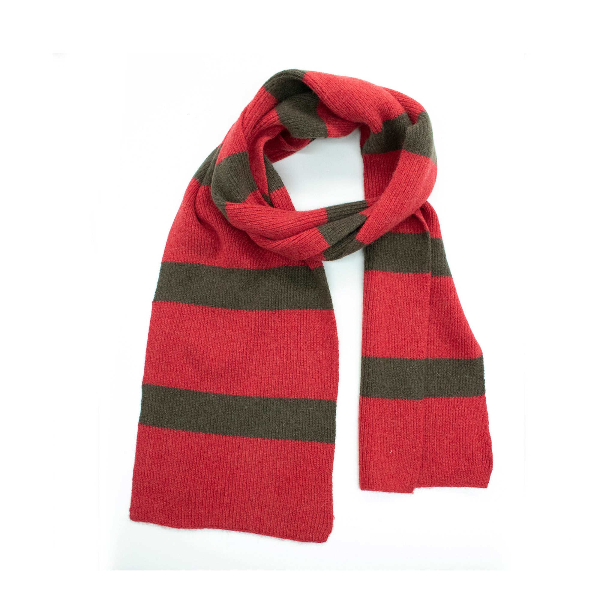 Womens | Striped Scarf | Strawberry/Dark Khaki