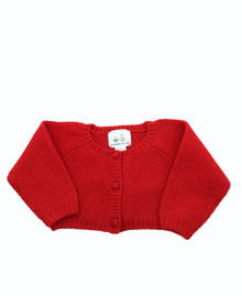 Kids | Knit Cardigan Sweater with Buttons | Cherry Red