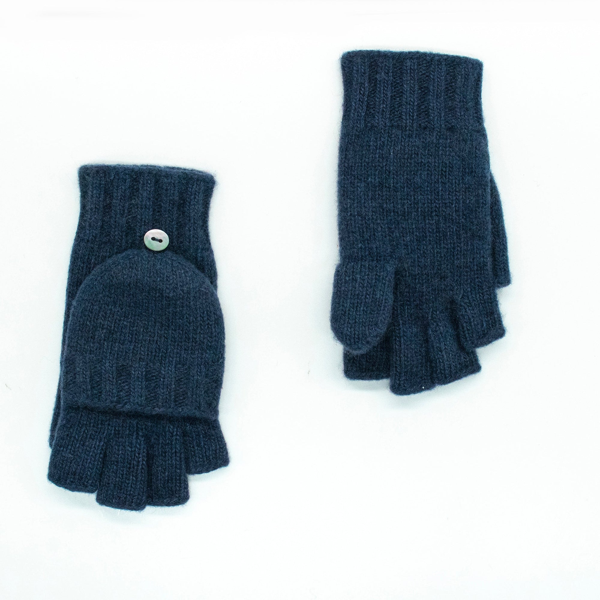 Kids Cashmere Flip Top Mitten Gloves | Denim Blue