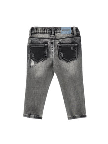 Boys | Embroidered Denim Trousers | Medium Grey/Black