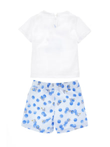 Boys | Organic Cotton T-Shirt And Bermuda Shorts Set | White/Bluette