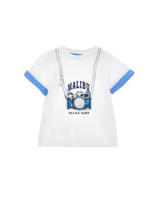 Boys | Short Sleeve T-Shirt With Cuff | White/Bluette