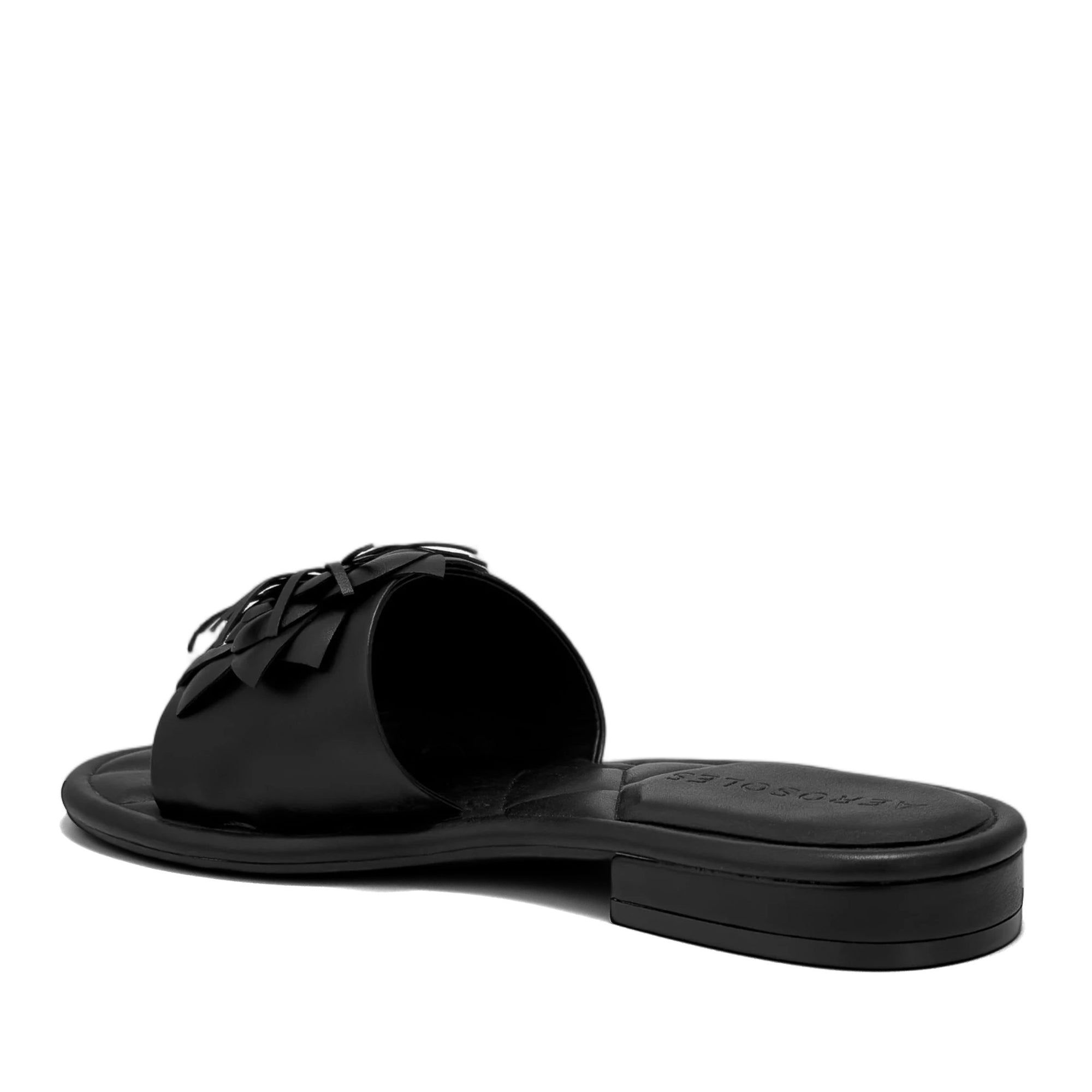 Begonia Sandal Flat | Black Faux Nappa
