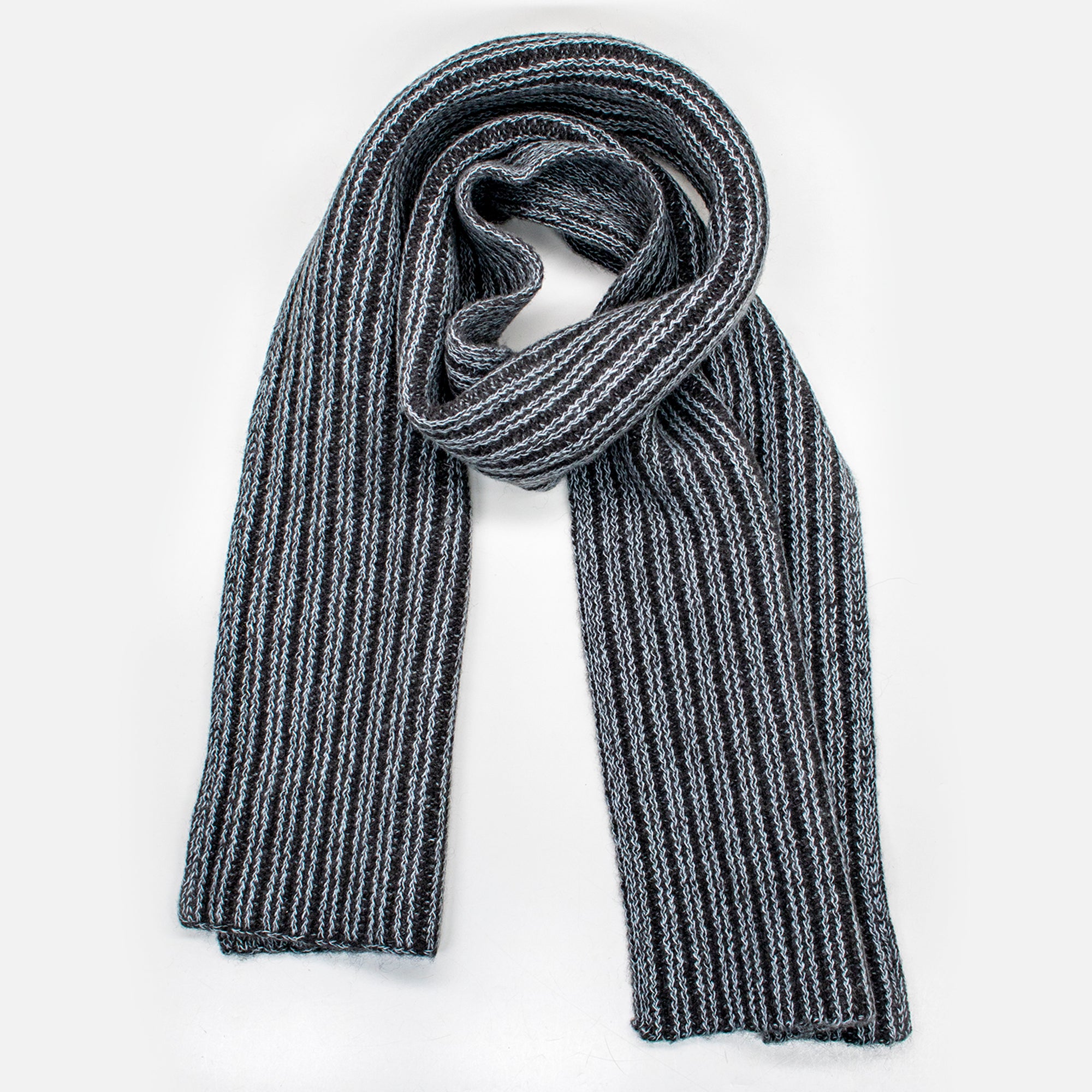Mens | Cashmere Blend Scarf | Powder Blue/Dark Grey