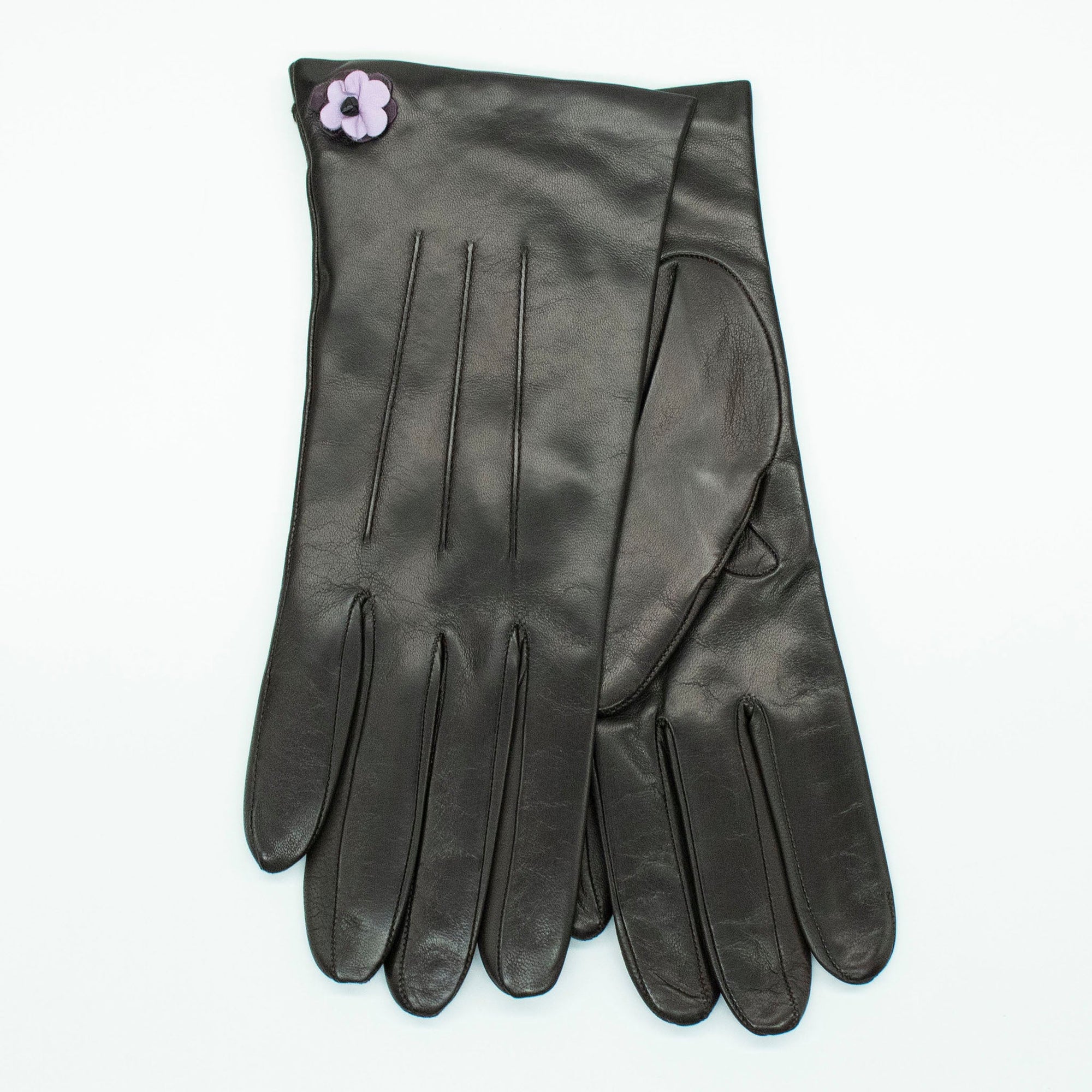 Leather Gloves With Flower | Teak