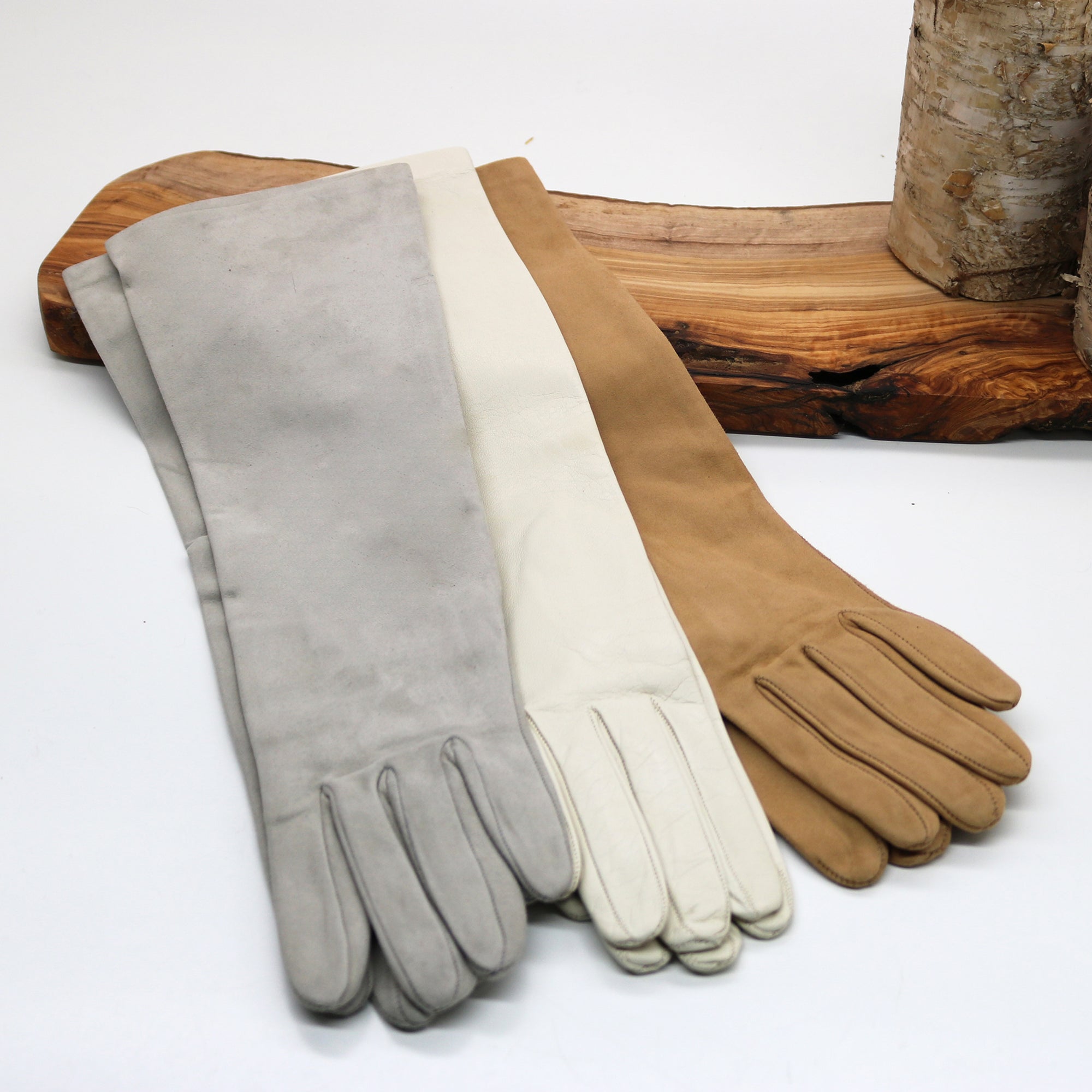 Womens | Long Suede Gloves | Dove Grey