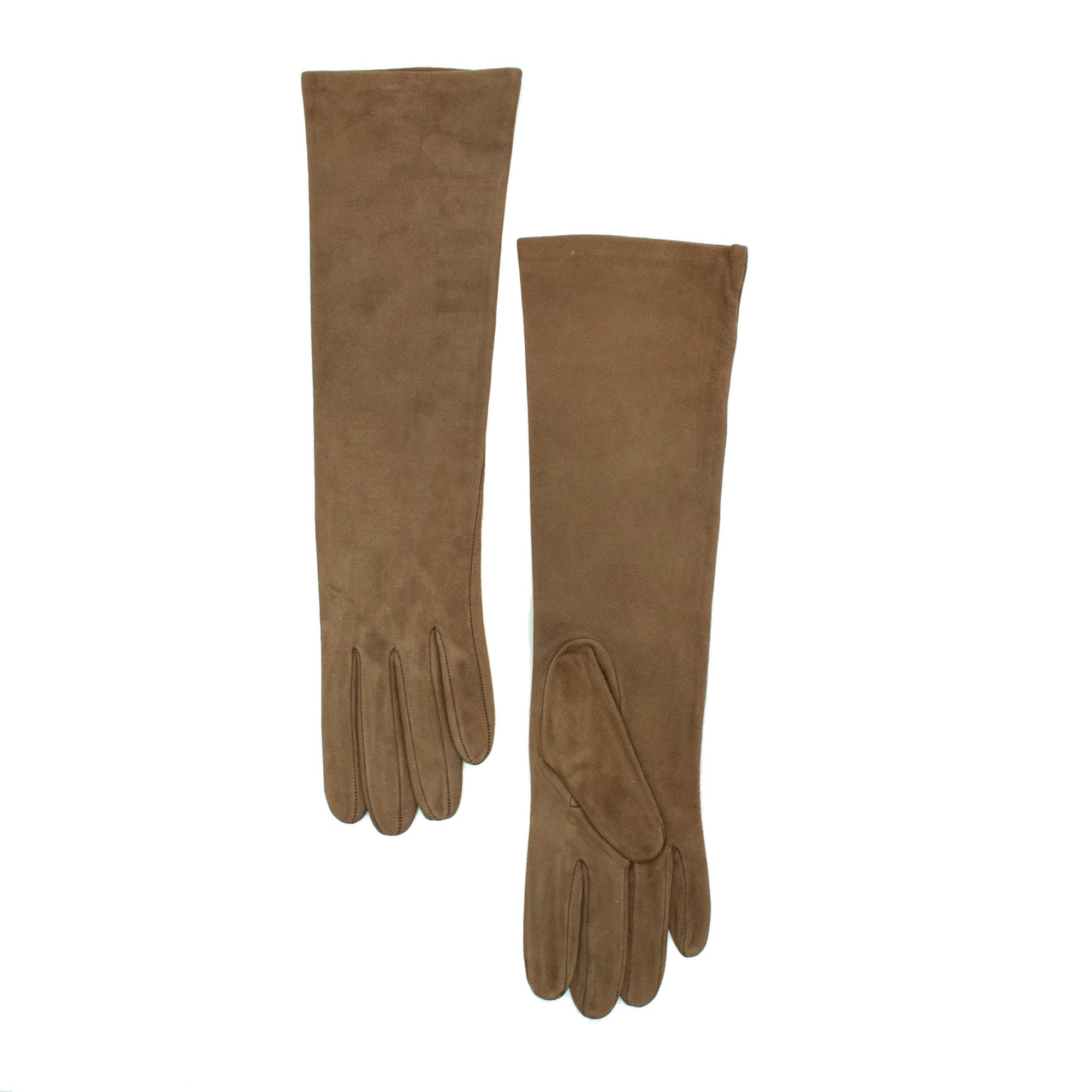 Womens | Long Suede Gloves | Taupe