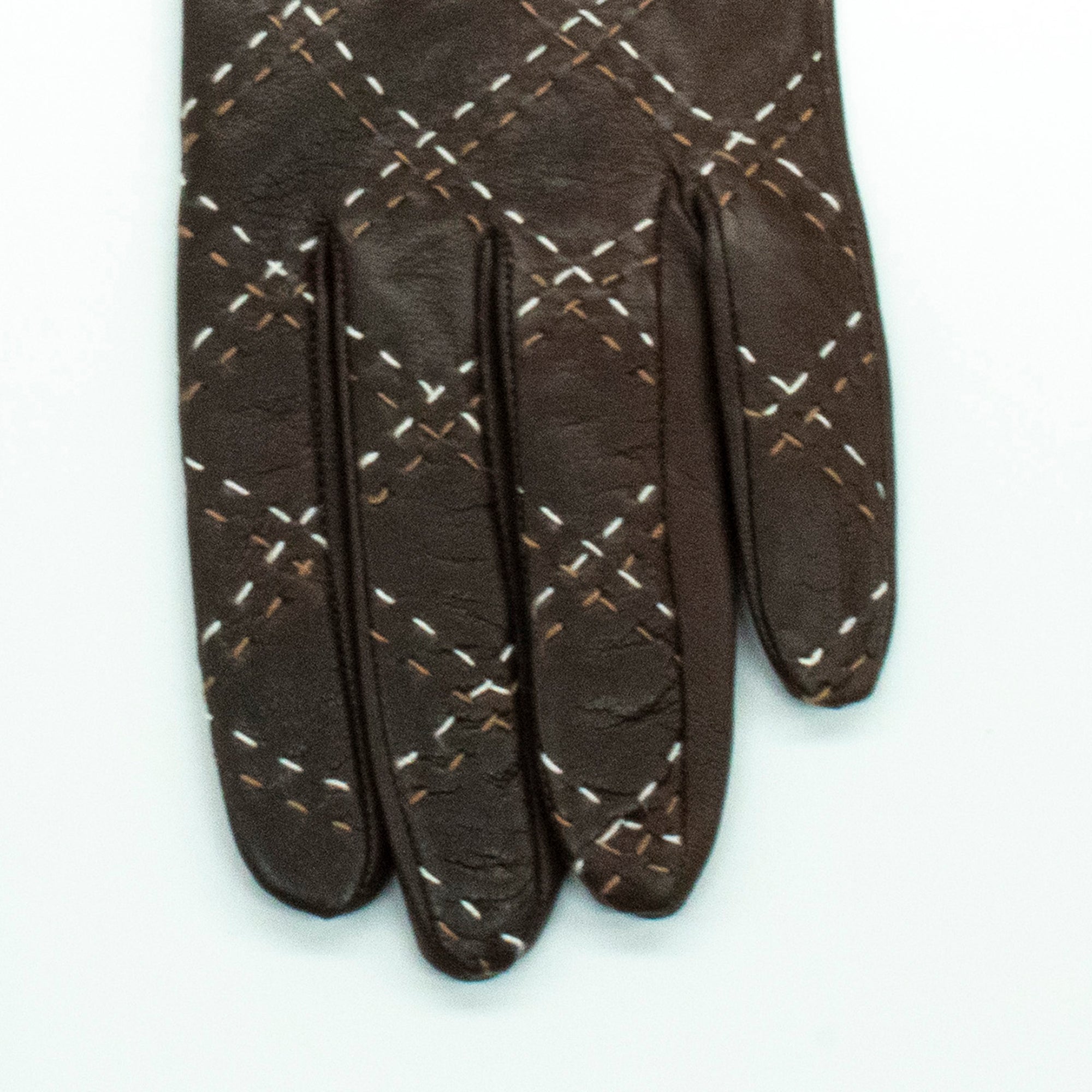 Womens | Leather Gloves with Contrast Stitch | Kenya Roast/Brown