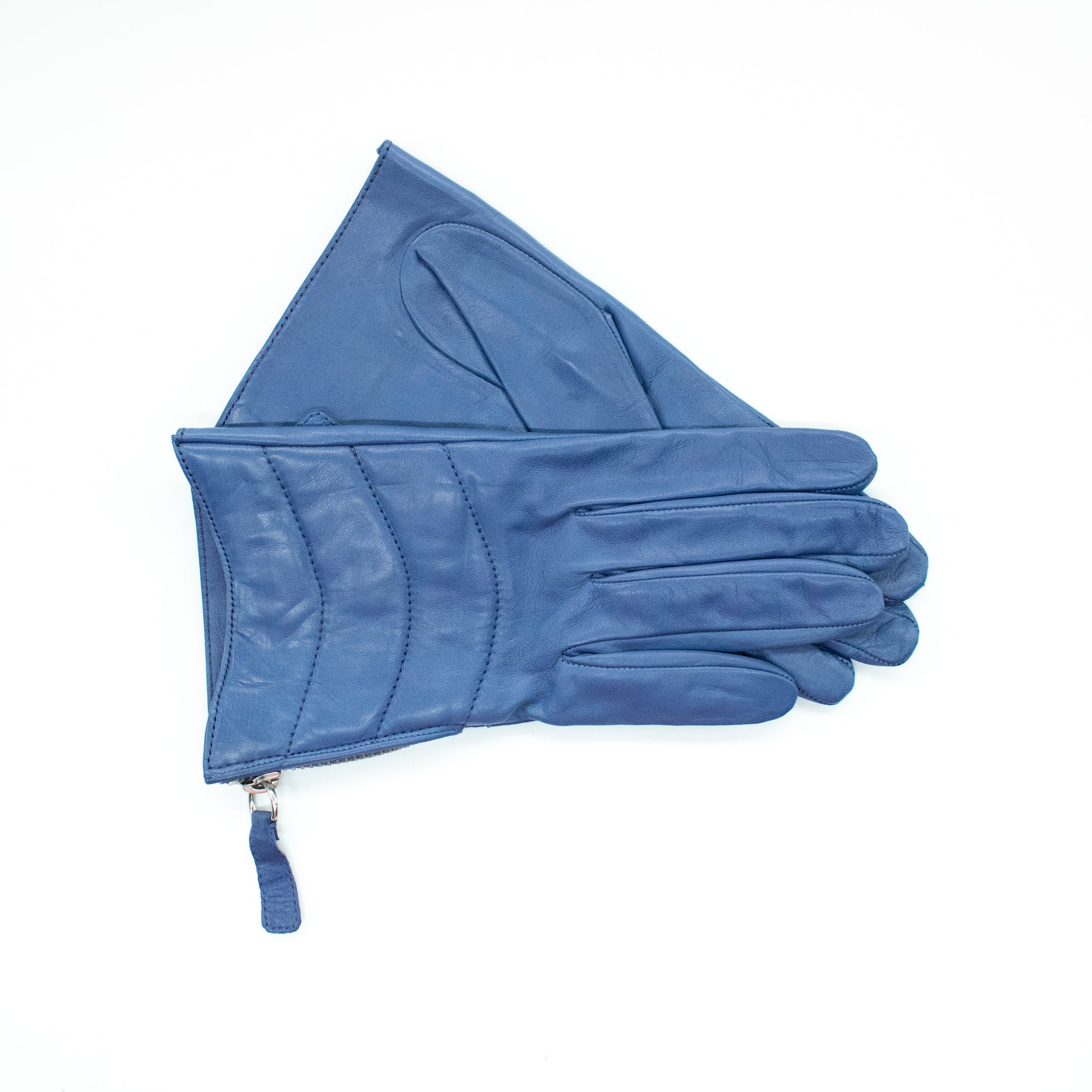 Womens | Short Quilted Leather Gloves | Dutch Blue