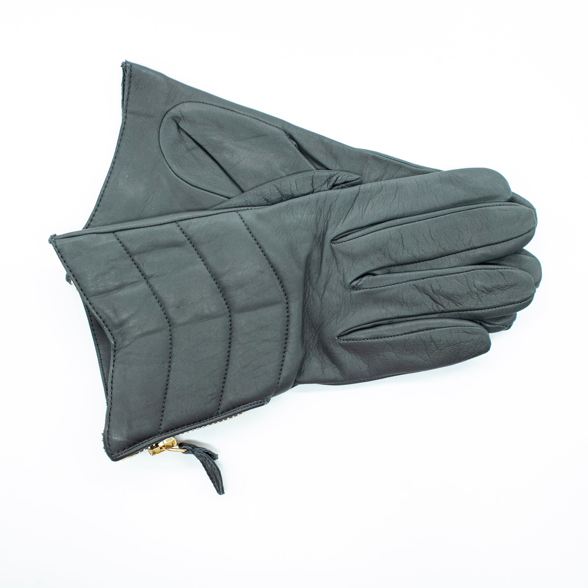 Womens | Short Quilted Leather Gloves | Grey