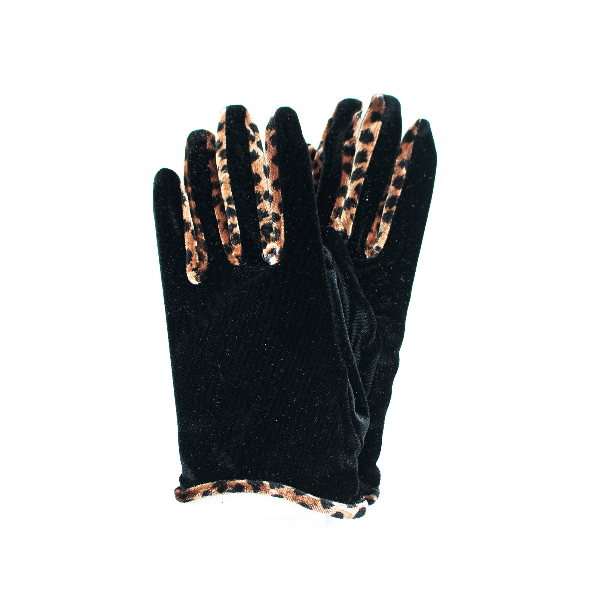 Womens | Velvet Gloves | Black/Cheetah