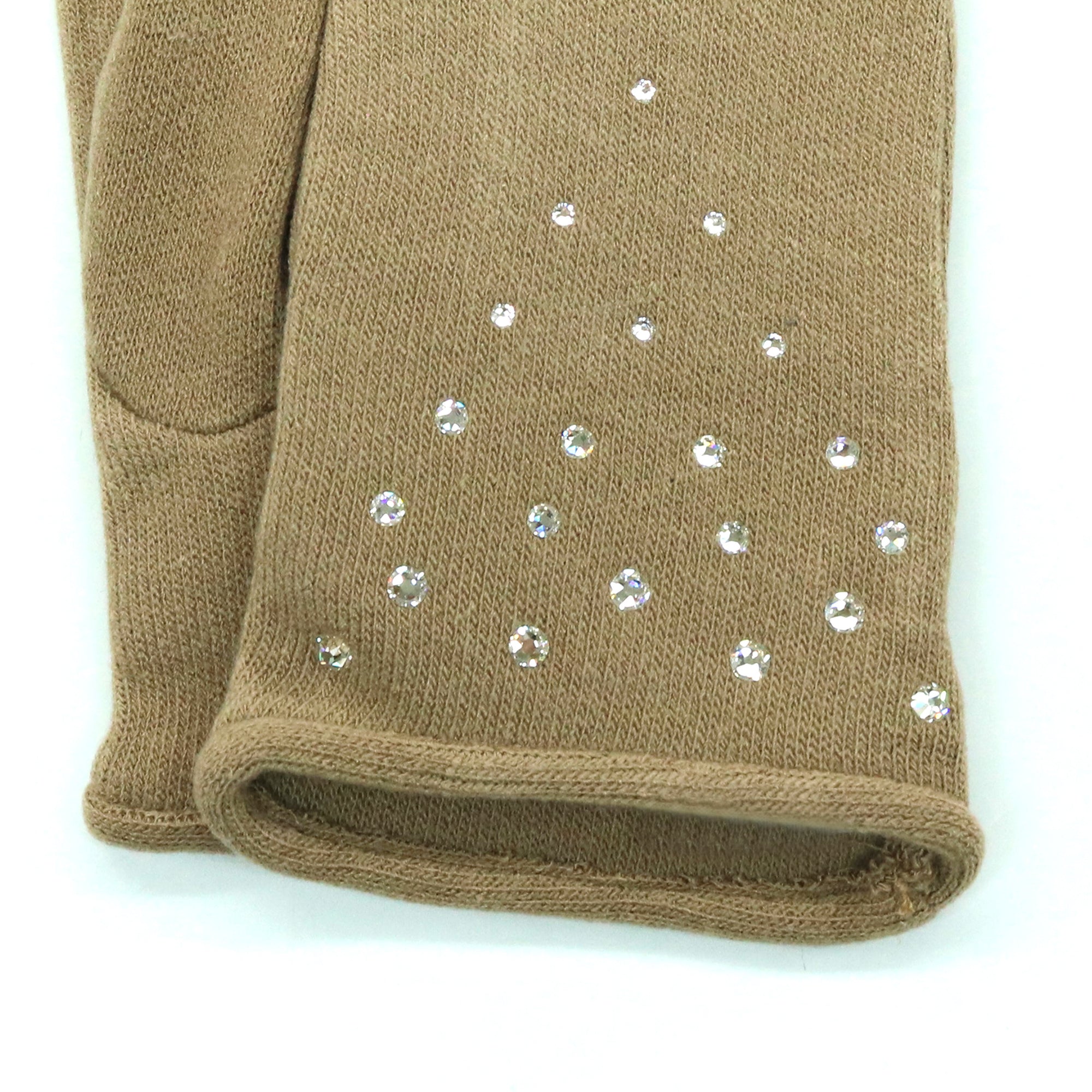 Womens | Gloves with Stones | Taupe