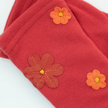 Womens | Gloves with Leather Flowers | Red