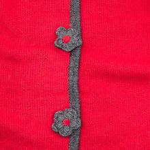 Kids | Knit Coat with Flowers | Red/Charcoal