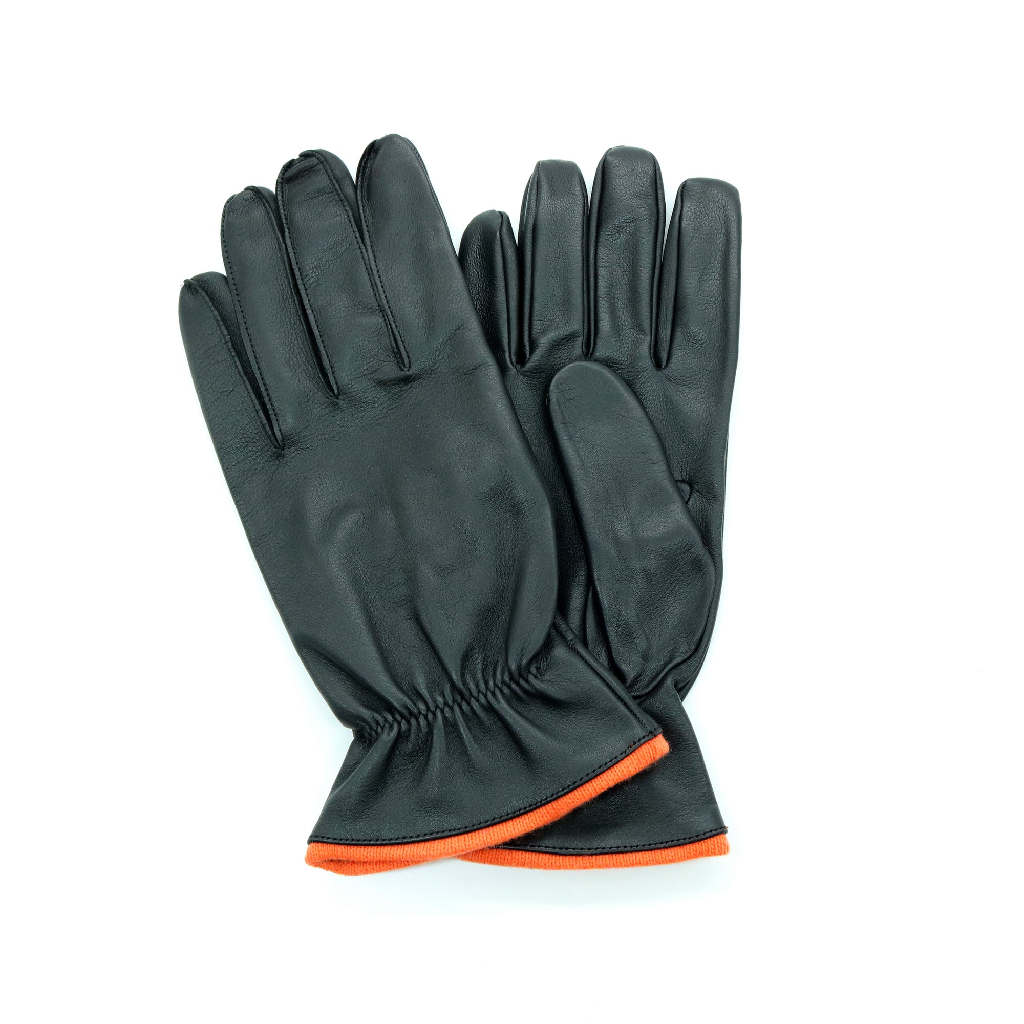 Mens | Tech Leather Gloves | Black/Orange