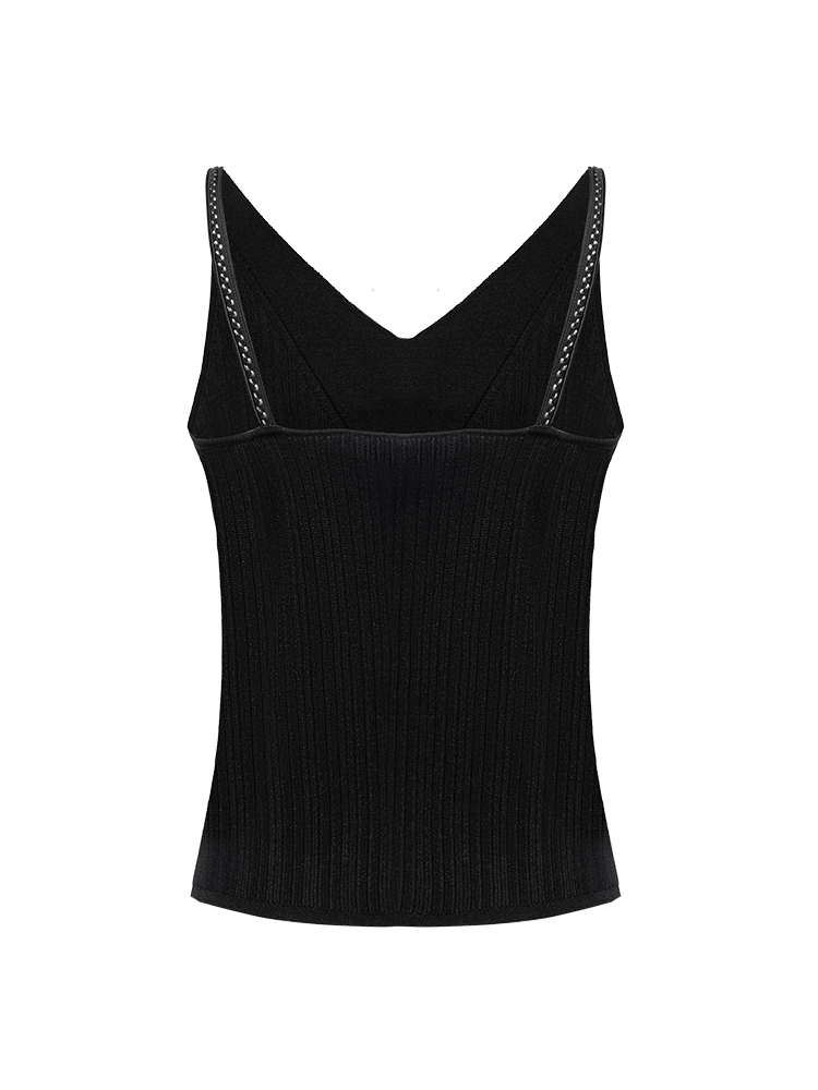 V-neck Knitted Vest | Black