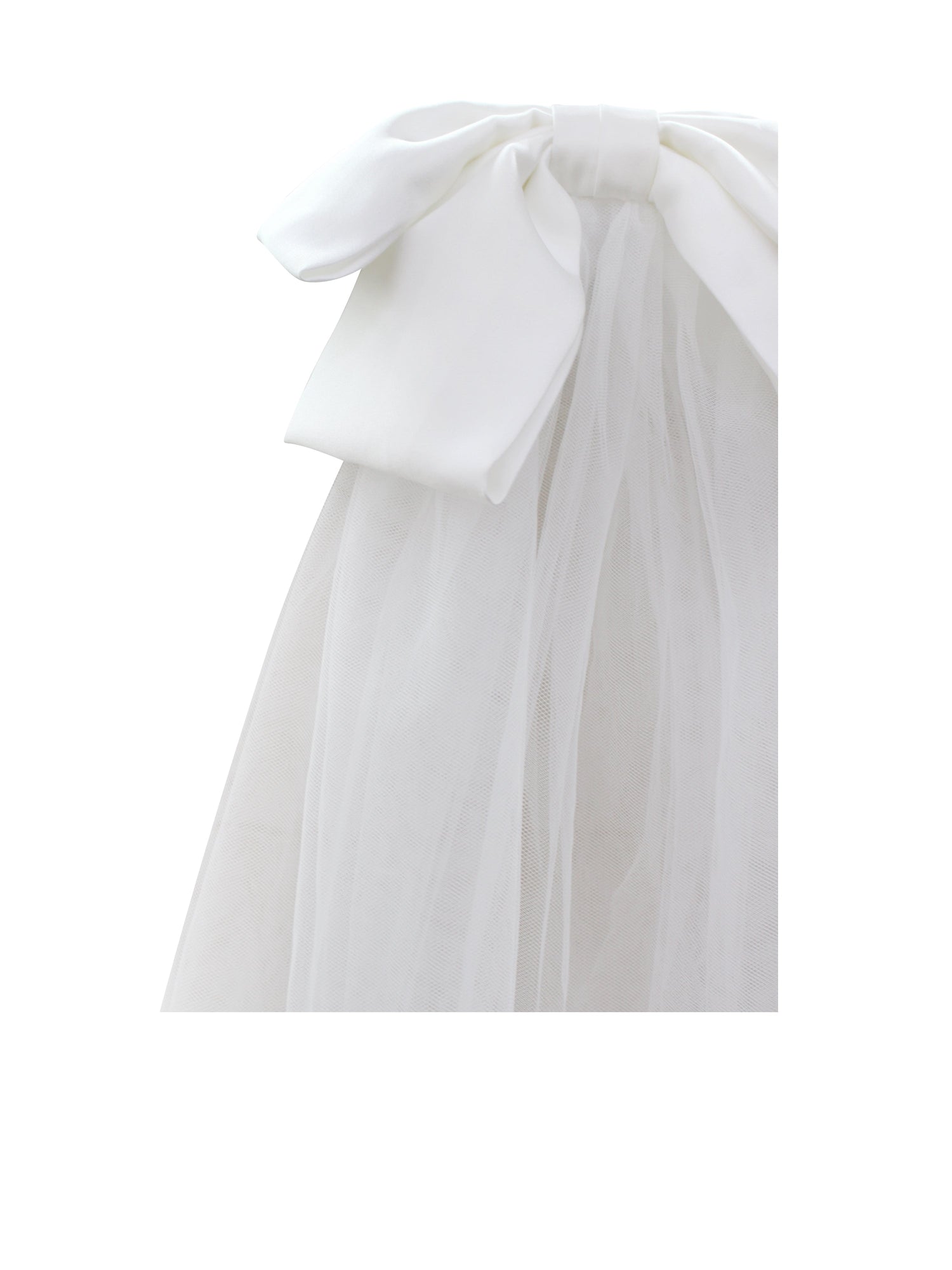 Wedding Veil With Satin Bow | White