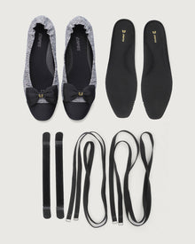 Enfiis Black Twill Jacquard Ballet Flats | Multi