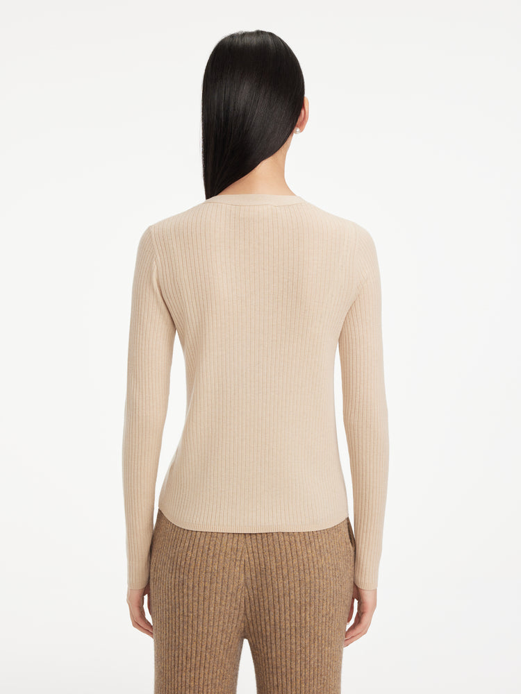Front Wrapped Knit Top | Beige