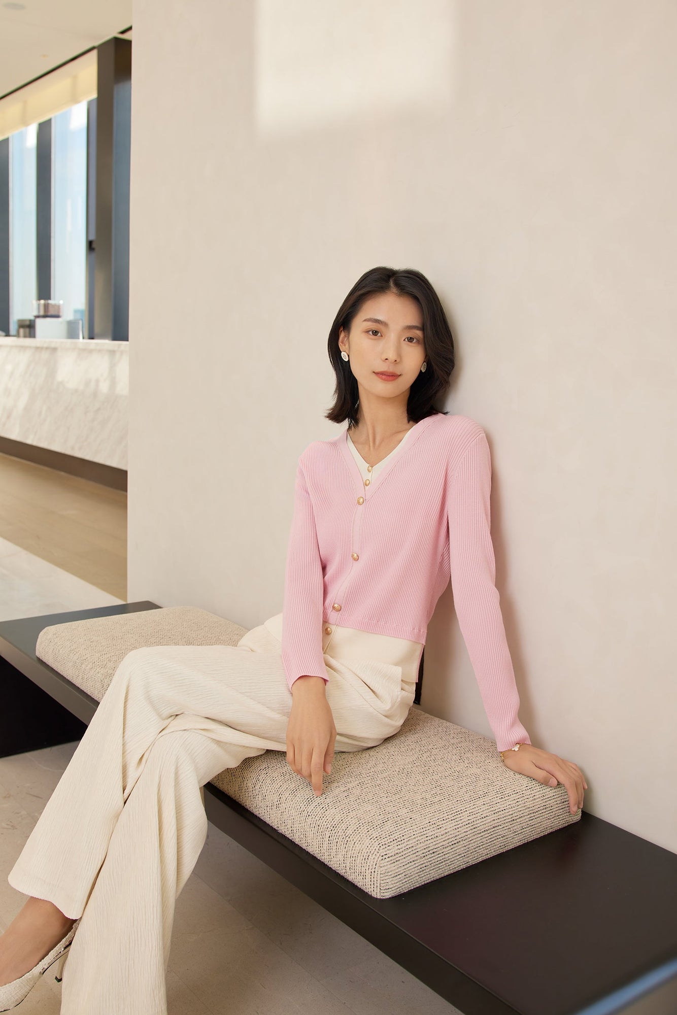 Merino Wool Knit Sweater | Pink