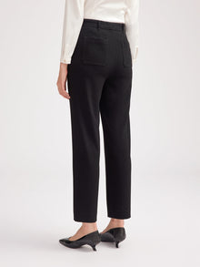 Mid-Rise Waisted Straight Leg Pants | Black