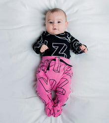 Newborn | A-Z Footed Baggy Pants | Hot Pink