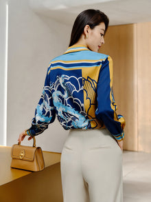 Printed Silk Blouse | Blue