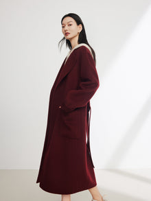 Pure Cashmere Coat | Wine Red