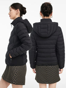 Knitted Panel Down Jacket | Black