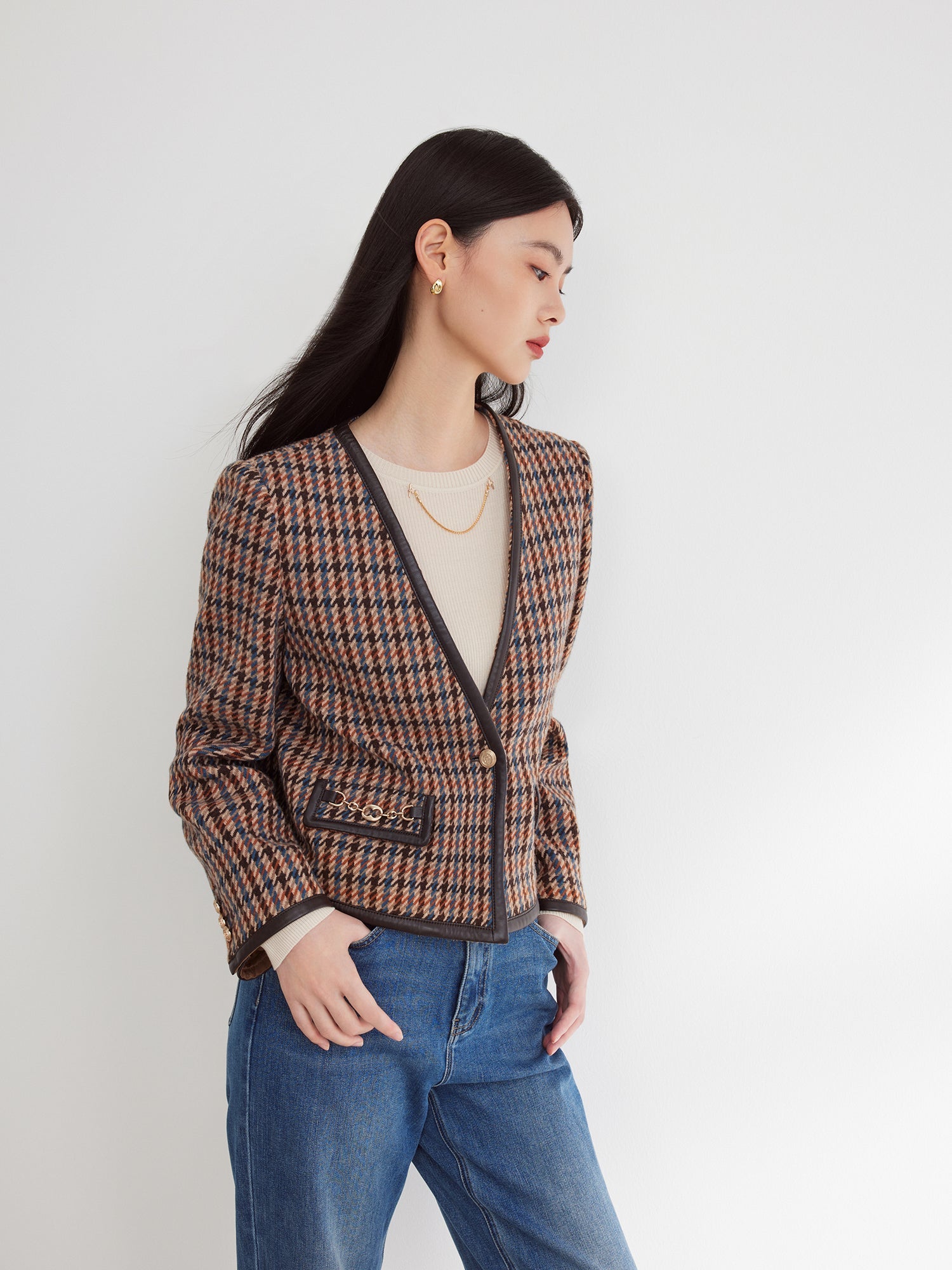 Houndstooth Jacket | Brown